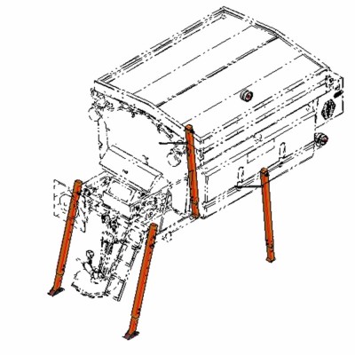 Automatic parking feet for YUKON salt spreader